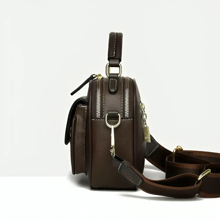 Duo Design double-layer shoulder bag with wide strap