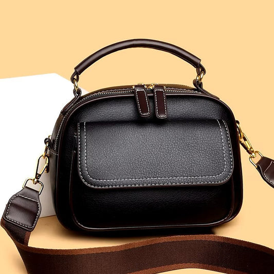 Duo Design double-layer shoulder bag with wide strap