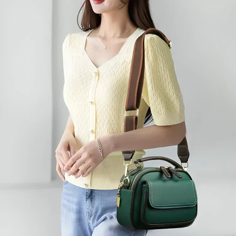 Duo Design double-layer shoulder bag with wide strap