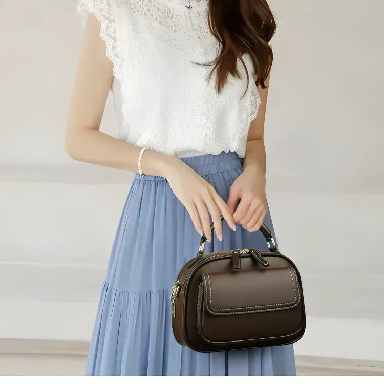Duo Design double-layer shoulder bag with wide strap